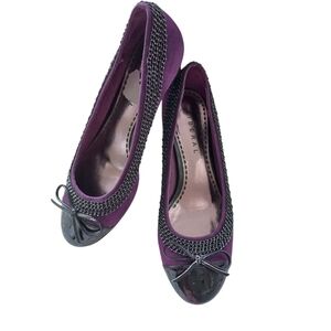 Liberal Women's Purple Chain Embellishment Bow Tie Detail Block Heels Size 36 EU